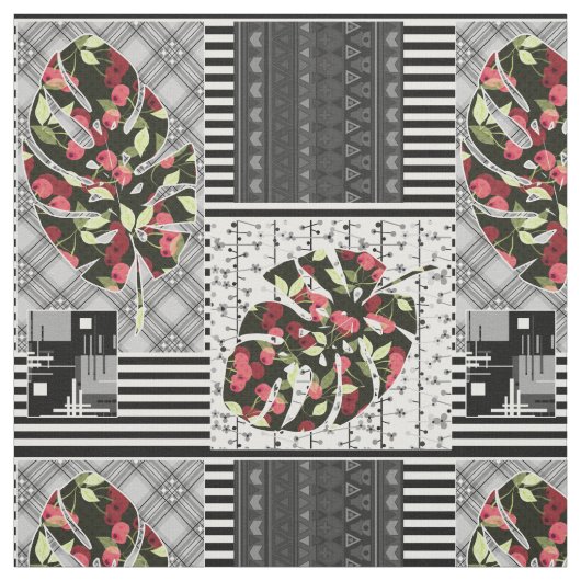Rood en zwart, kantelen, patchwork, bijtend, moder stof (Swatch)