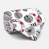 Rood en zwart, kantelen, patchwork, bijtend, moder stropdas (Opgerold)