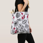 Rood en zwart, kantelen, patchwork, bijtend, moder tote bag (Dichtbij)