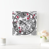 Rood en zwart, kantelen, patchwork, bijtend, moder vierkante klok (Huis)