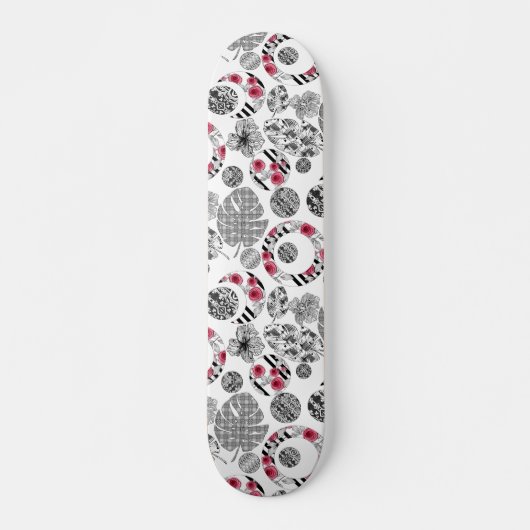 Rood en zwart, kantelen, patchwork persoonlijk skateboard (Voorkant)