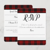 Rood en zwart karos RSVP / Antwoordkaart (Voorkant / Achterkant)