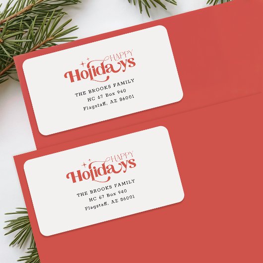 Rood en zwart kerst retouradres etiket