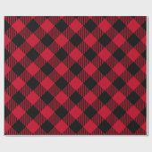 Rood en Zwart Kerstbuffel Plaid Cadeaupapier (Vlak)