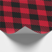 Rood en Zwart Kerstbuffel Plaid Cadeaupapier (Hoek)