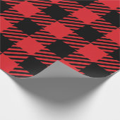 Rood en Zwart Kerstbuffel Plaid Cadeaupapier (Hoek)