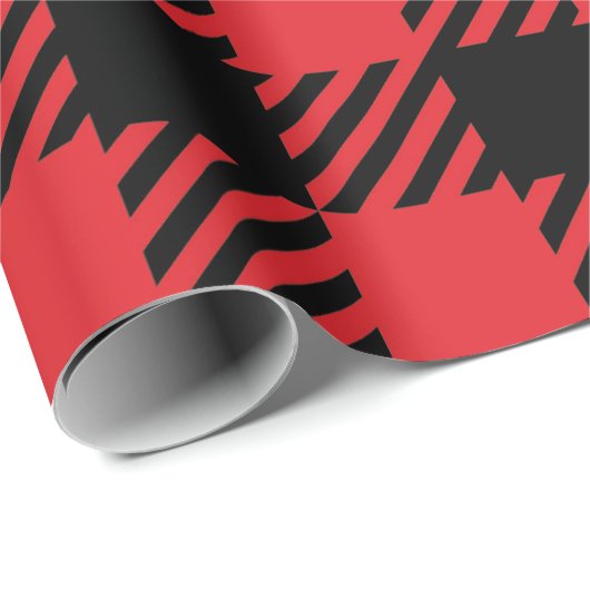 Rood en Zwart Kerstbuffel Plaid Cadeaupapier (Rol Hoek)