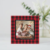 Rood en zwart kerstcadeau feestdagenkaart (Staand voorkant)