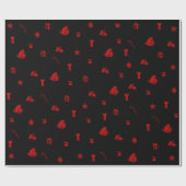 Rood en zwart kerstfeest - Kerstmis Cadeaupapier (Vlak)