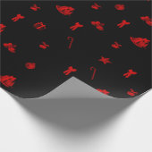 Rood en zwart kerstfeest - Kerstmis Cadeaupapier (Hoek)