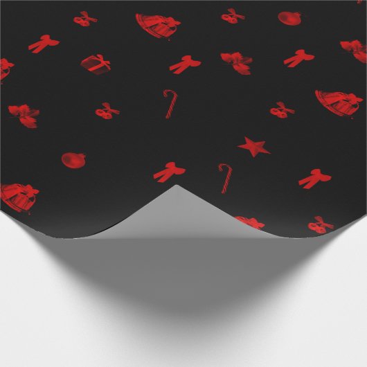 Rood en zwart kerstfeest - Kerstmis Cadeaupapier (Hoek)