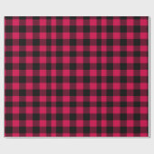 Rood en Zwart Kerstmis Plaid Cadeaupapier (Vlak)
