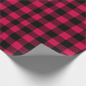 Rood en Zwart Kerstmis Plaid Cadeaupapier (Hoek)