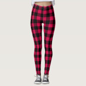 Rood en Zwart Kerstmis Plaid Leggings (Voorkant)
