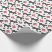 Rood en zwart kerstpaard cadeaupapier (Hoek)