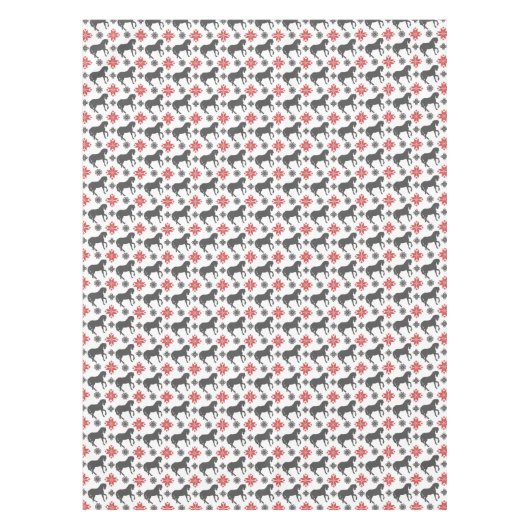 Rood en zwart kerstpaard tafelkleed (Voorkant)