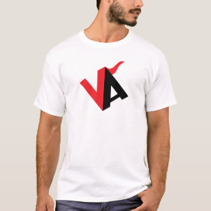 Rood en Zwart Klassiek Minimaal Letter VA Monogram T-shirt