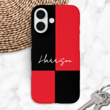 Rood en Zwart Kleurblok Minimalistisch Persoonlijk