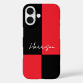 Rood en Zwart Kleurenblok Minimale gepersonaliseer Case-Mate iPhone Case (Achterkant)