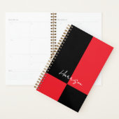 Rood en Zwart Kleurenblok Script Naam Aangepast Planner (Display)