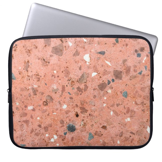 Rood en zwart, kleurrijk, kleine grind laptop sleeve (Voorkant)