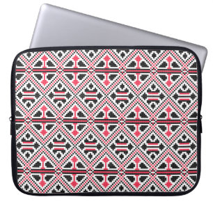 Rood en zwart kruis roestpatroon laptop sleeve
