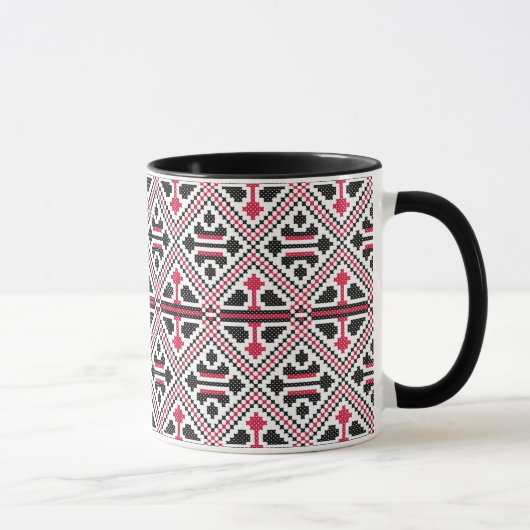 Rood en zwart kruis roestpatroon mok (Rechts)