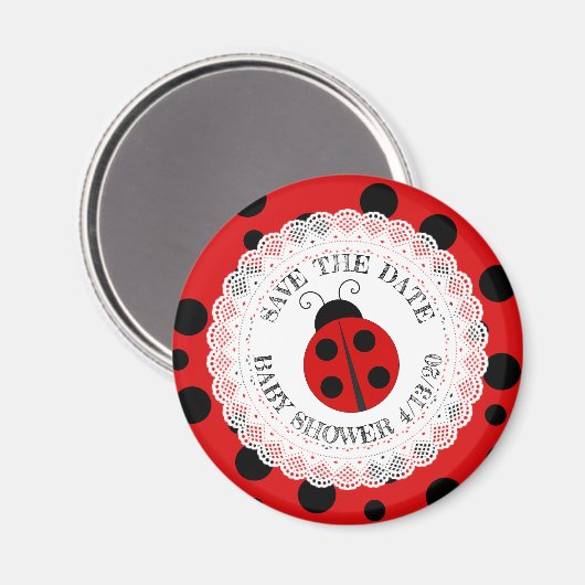 Rood en Zwart Ladybug Baby shower Herinneringsmagn Magneet (Voorkant / Achterkant)