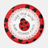 Rood en Zwart Ladybug Baby shower Herinneringsmagn Magneet (Voorkant)