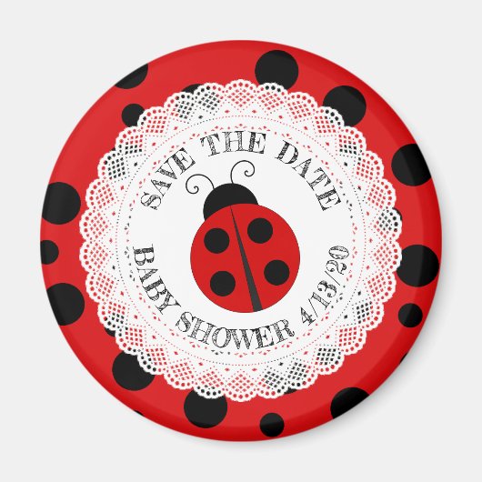 Rood en Zwart Ladybug Baby shower Herinneringsmagn Magneet (Voorkant)