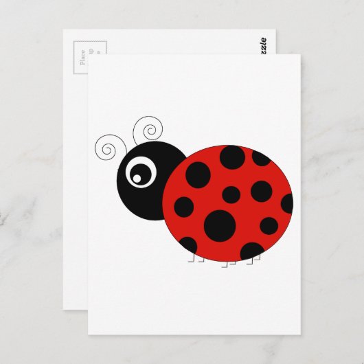 Rood en zwart Ladybug Briefkaart (Voorkant / Achterkant)