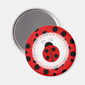 Rood en zwart Ladybug Magnet (Voorkant / Achterkant)