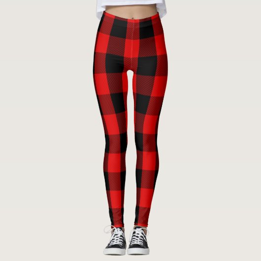 Rood en zwart lamberjack flatpanel leggings (Voorkant)