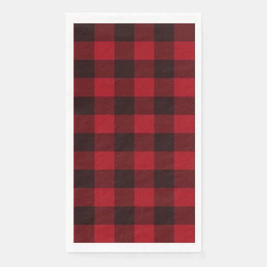 Rood en zwart land buffel geruit servet (Voorkant)