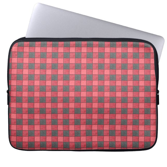 Rood en zwart laptophoes laptop sleeve (Voorkant)
