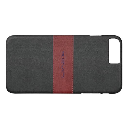 Rood en zwart  leder met glanstitel Case-Mate iPhone case (Achterkant (Horizontaal))