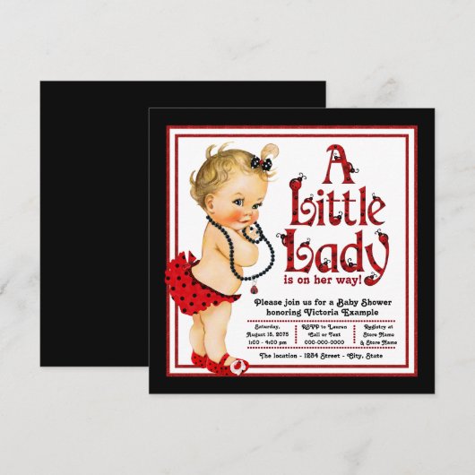 Rood en zwart lieveheersbeestje Baby shower Kaart (Voorkant / Achterkant)