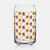 Rood en zwart lieveheersbeestje met bloemen blikvorm glas (Achterkant)