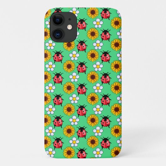 Rood en zwart lieveheersbeestje met bloemen Case-Mate iPhone case (Achterkant)