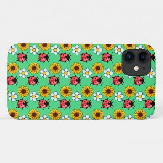 Rood en zwart lieveheersbeestje met bloemen Case-Mate iPhone case (Achterkant (horizontaal))