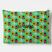 Rood en zwart lieveheersbeestje met bloemen etui (Achterkant)