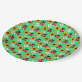 Rood en zwart lieveheersbeestje met bloemen papieren bordje (Gekanteld)