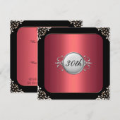 Rood en zwart Lijst 30e verjaardag Kaart (Voorkant / Achterkant)