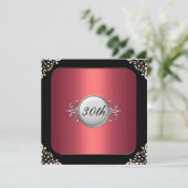 Rood en zwart Lijst 30e verjaardag Kaart (Staand voorkant)