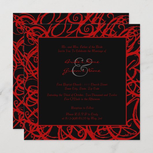 Rood en zwart Lijst Weddenschap Kaart (Voorkant / Achterkant)