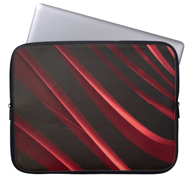 Rood en zwart logo laptop sleeve (Voorkant)