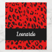Rood en zwart luipaardprint wijn etiket (Enkel label)