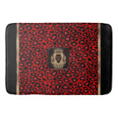Rood en zwart luipatroon met luienkop badmat (Voorkant)