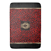 Rood en zwart luipatroon met luienkop badmat (Voorkant Verticaal)