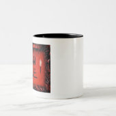 Rood en zwart Man Cave Torches Tweekleurige Koffiemok (Center)